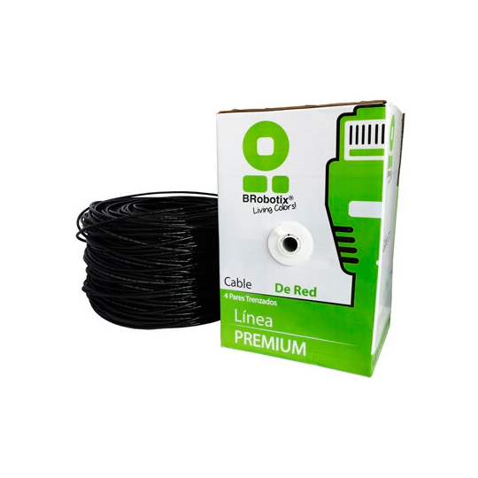 CABLE RED CAT 6 EXTERIOR 100 MTS. NEGRA / BROBOTIX