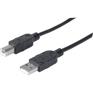 CABLE USB A-B V2, 1.8M NEGRO / MANHATTAN