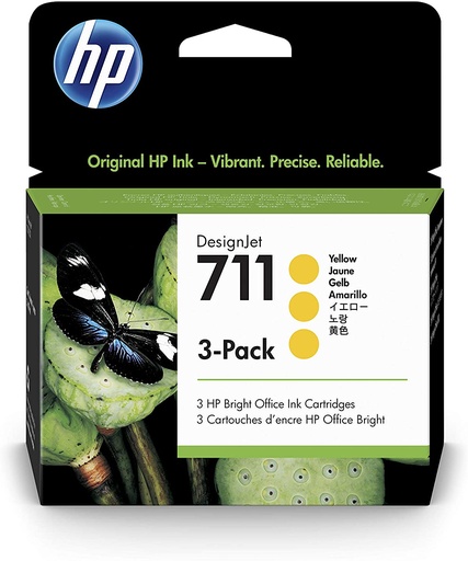 [HP-TIN-CZ136A] CART. TINTA HP 711 AMARILLO PACK 3 / HEWLETT PACKARD