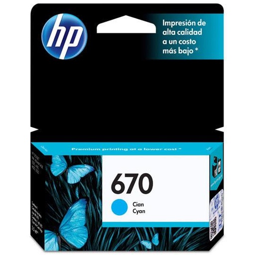 [HP-TIN-CZ114AL] CART. TINTA HP 670 CYAN / HEWLETT PACKARD