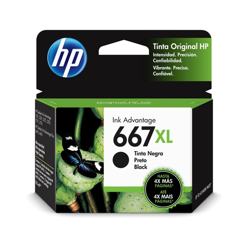 [HP-TIN-3YM81AL] CART. TINTA HP 667 XL NEGRO / HEWLETT PACKARD