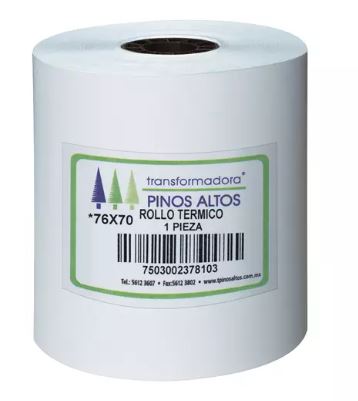 [PIN-ROL-RT7670] ROLLO TERMICO 76X70 CAJA CON 50 PIEZAS / PINOS ALTOS